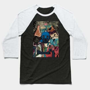 Mysterious Male Character with Basic Mask and Blue Accents in a Night of Secrets Baseball T-Shirt